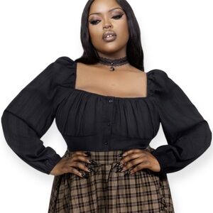 NWT KillStar Nightwood Blouse Top Women’s 4X Black Square Neck Goth Peasant NEW